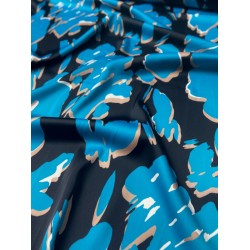 Εμπριμέ Σατεν Silk Touch Fall Flower (Blue)