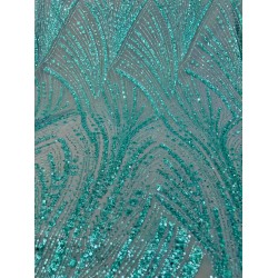 Κεντημένη Δαντέλα Παγιέτας “Turquoise Peacock”