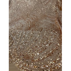 Κεντημένη Δαντέλα Παγιέτας “Golden Nude Elegance”