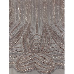 Κεντημένη Δαντέλα Παγιέτας “Ivory Rose Gold Cathedral