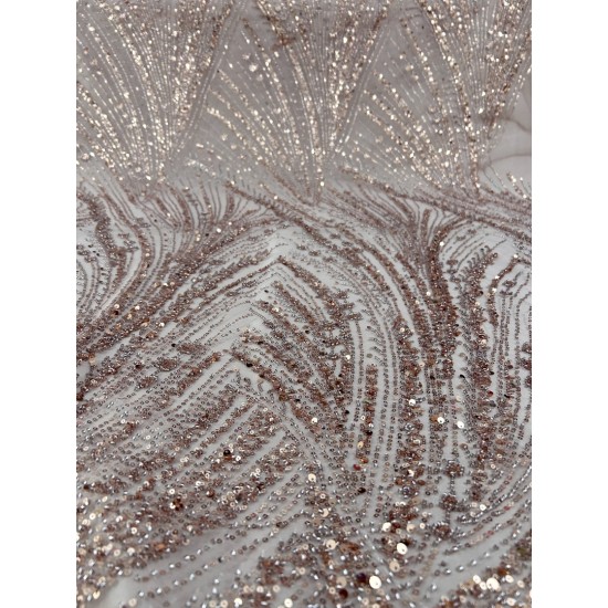 Κεντημένη Δαντέλα Παγιέτας “Blush Champagne Waves”
