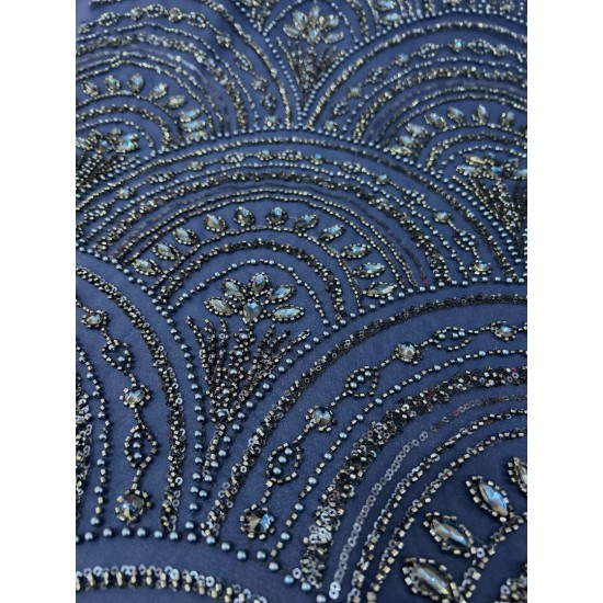 Imperial Wave Δαντέλα με Κρύσταλλα – Midnight Blue - Ρετάλι 0.85 εκατοστά