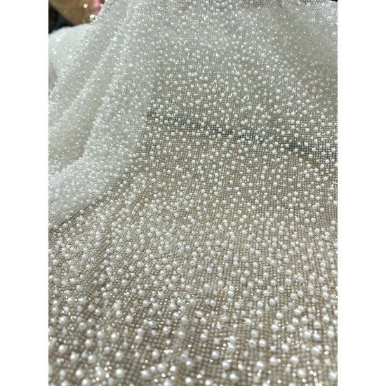 Τούλι Πολυτελείας με Πέρλες & Glitter – Ivory Pearl Sparkle Tulle