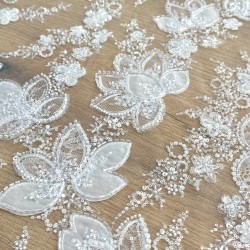 Floral Beaded Sequin Bridal Lace Fabric