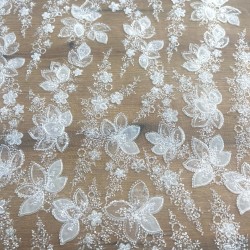 Floral Beaded Sequin Bridal Lace Fabric