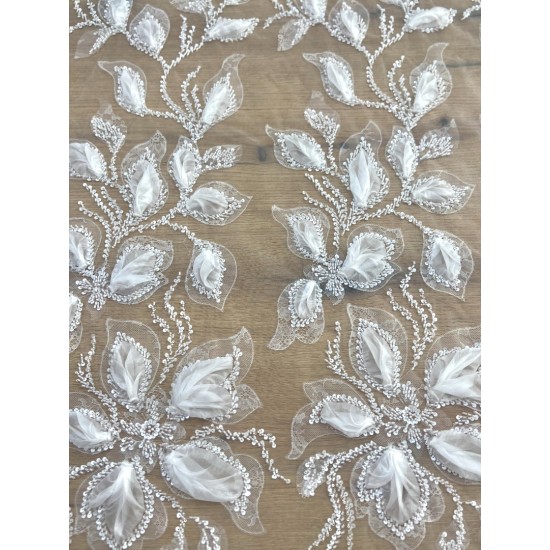 Ivory Petals – 3D Feather Embellished Bridal Lace