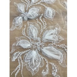 Ivory Petals – 3D Feather Embellished Bridal Lace