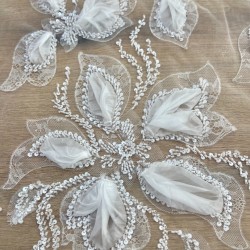 Ivory Petals – 3D Feather Embellished Bridal Lace