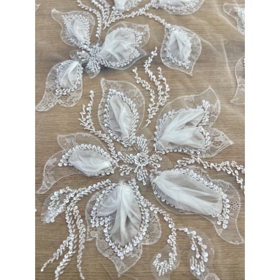 Ivory Petals – 3D Feather Embellished Bridal Lace