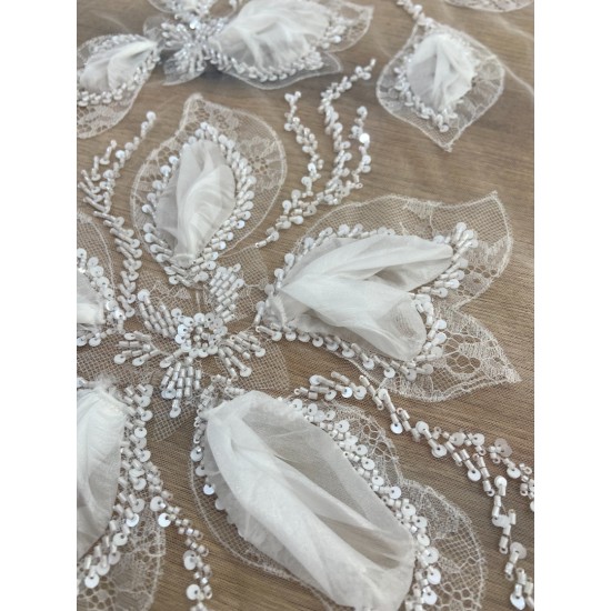 Ivory Petals – 3D Feather Embellished Bridal Lace