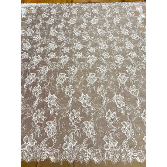 Νυφική Γαλλική Δαντέλα – Floral Embroidered Lace | 3 μέτρα